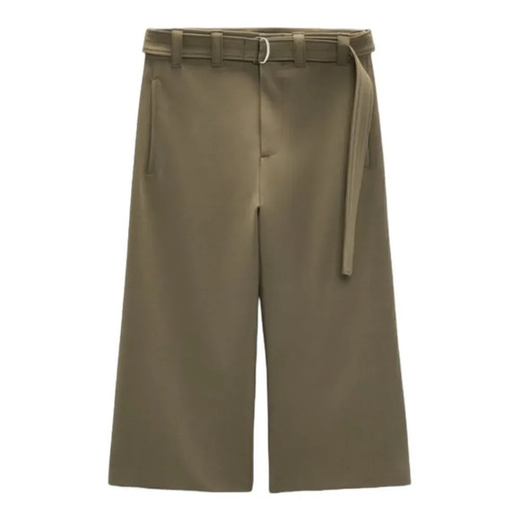 ZARA | Khaki | CULOTTES WITH BELT - Picture 2 of 11